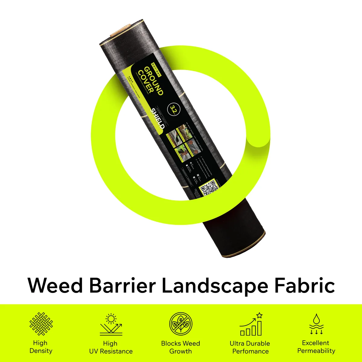 DOTDAY SHIELD woven landscape fabric roll, the weed-barrier side of the woven vs non woven landscape fabric comparison