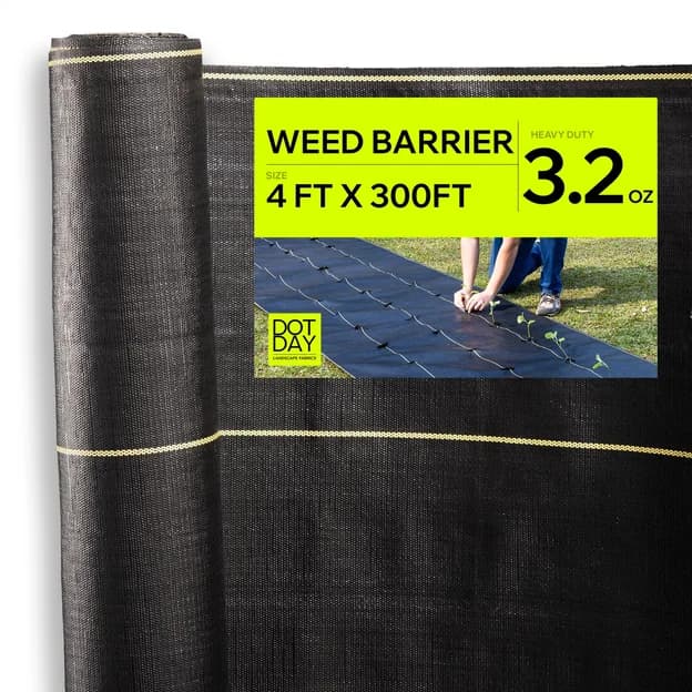 DOTDAY SHIELD 3.2 oz woven weed barrier roll, 4 ft by 300 ft