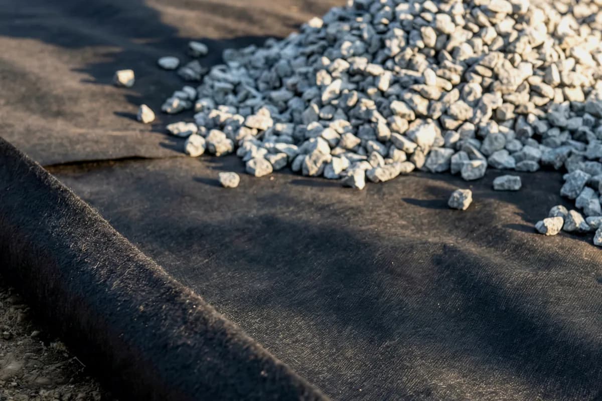 Non-woven TERRA geotextile filtering silt out of water in a French drain