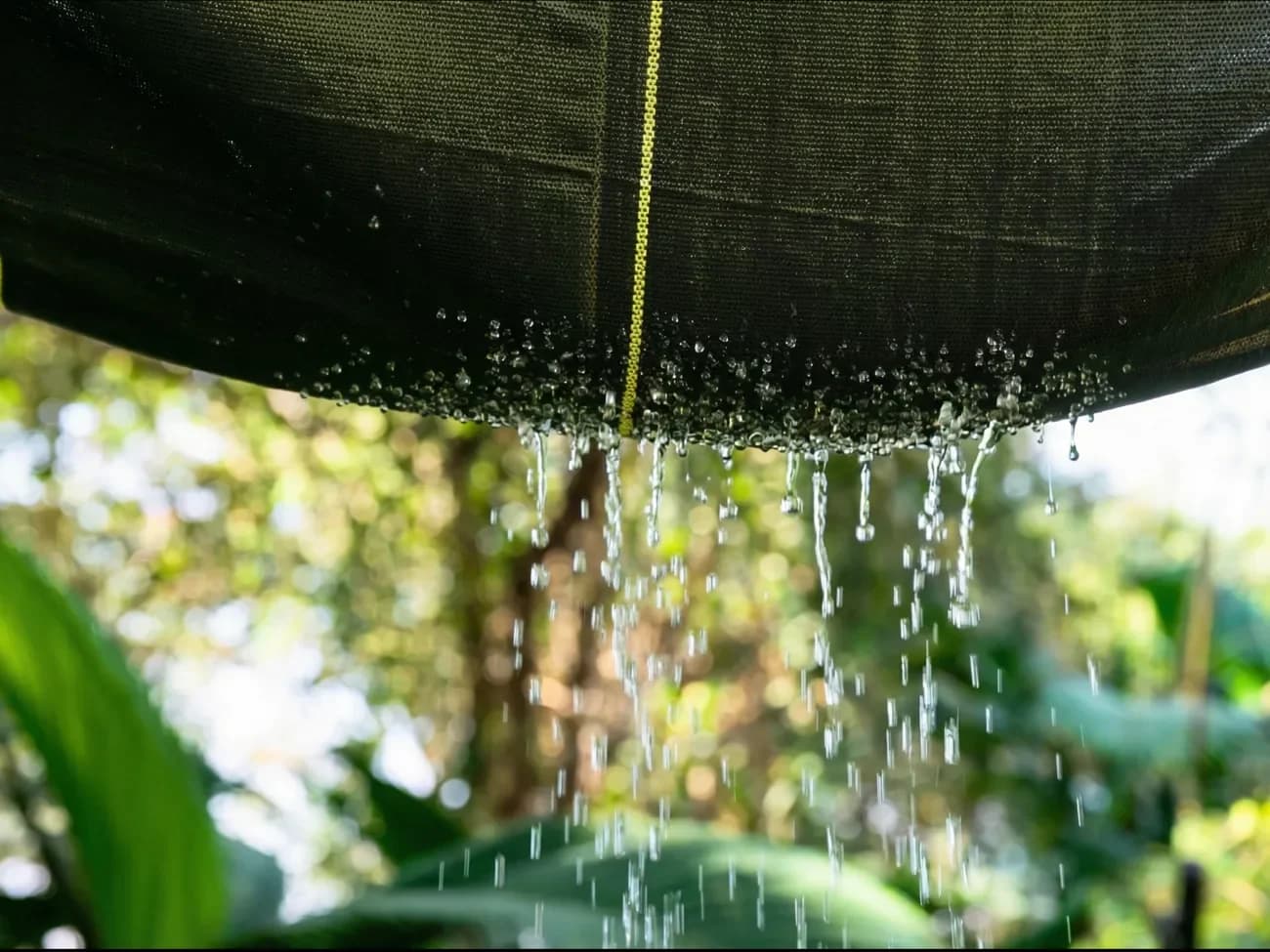 Water draining straight through permeable DOTDAY SHIELD woven landscape fabric