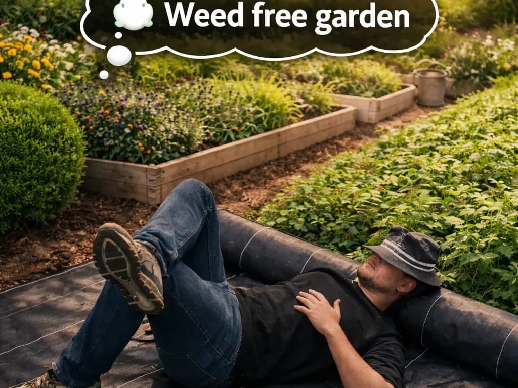 Weed-free nursery garden beds under DOTDAY SHIELD woven ground cover