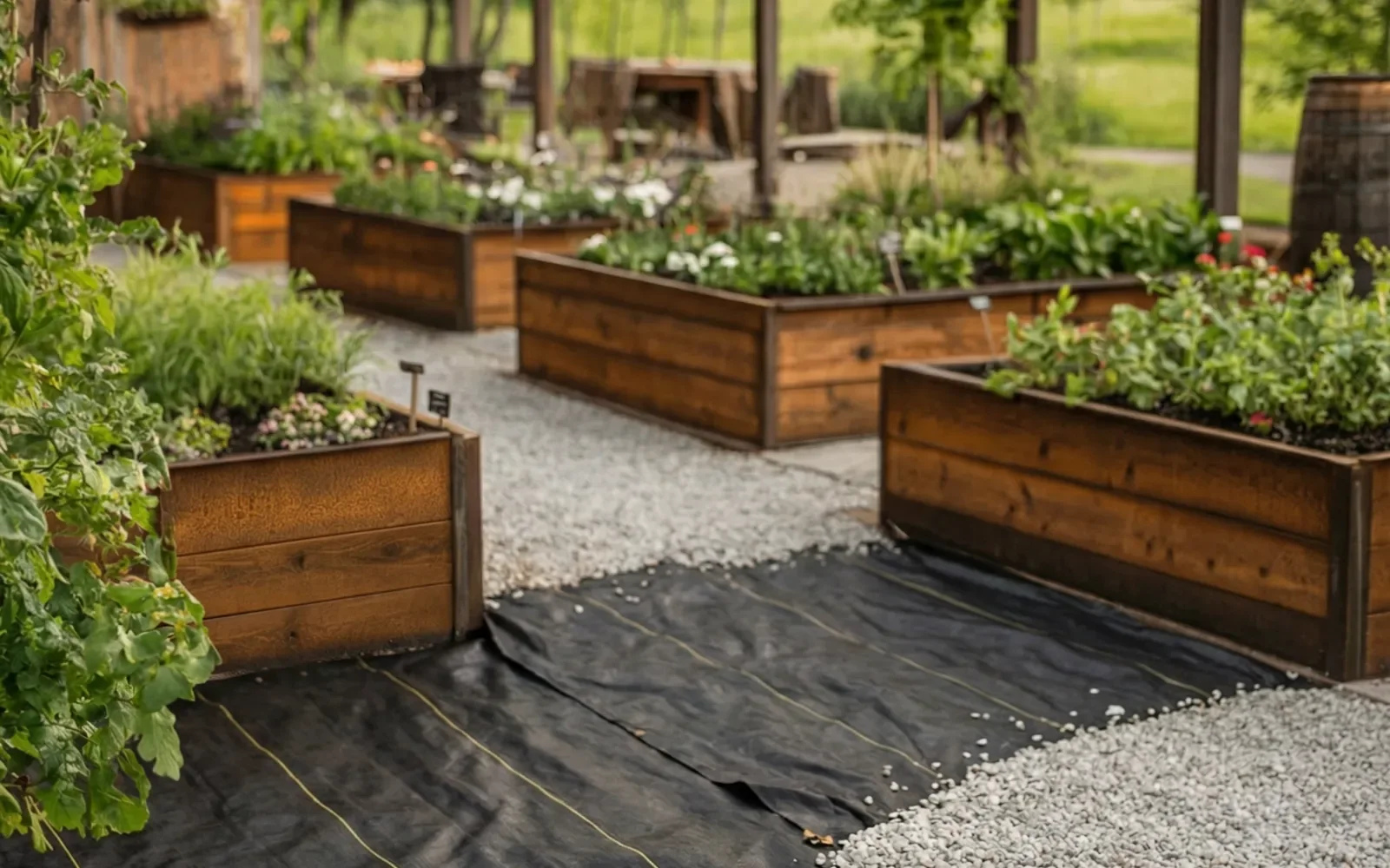 Landscape fabric for nurseries: DOTDAY SHIELD 3.2oz woven ground cover under potted stock in a container yard