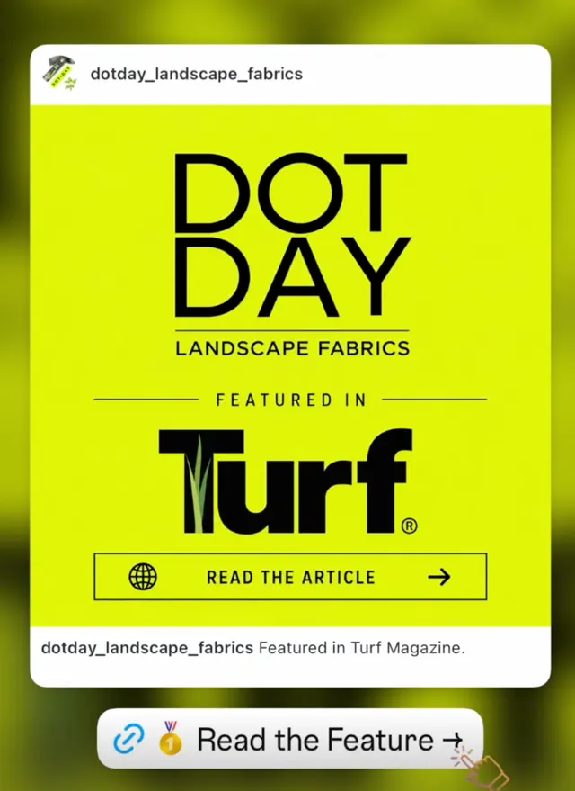 DOTDAY Instagram post announcing the brand was featured in Turf Magazine